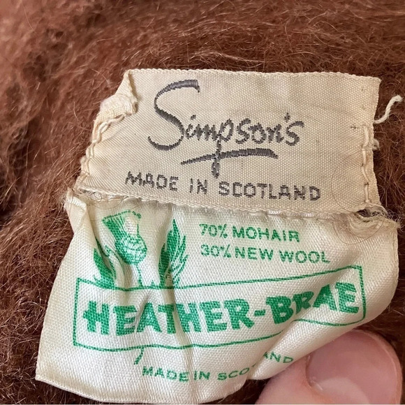 Vintage 50s 60s Simpsons Heather-Brae Mohair Wool Brown Scarf - Picture 5 of 6